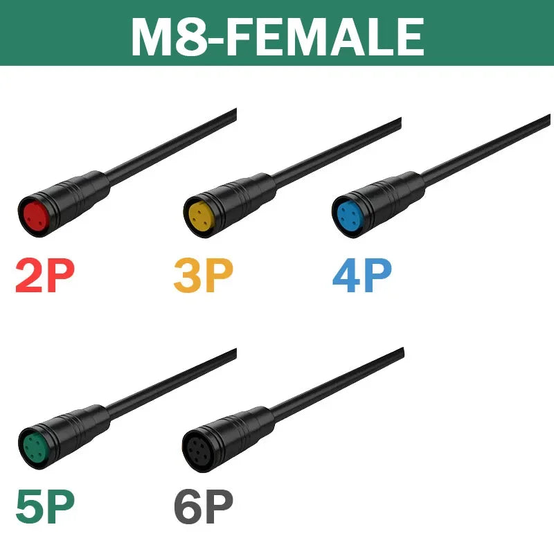 5/20/100Pcs Julet M6 M8 Waterproof Electric Bicycle Butt Joint Plug Male Female Ebike 4 Pin Display Cable Connector Wire 20cm