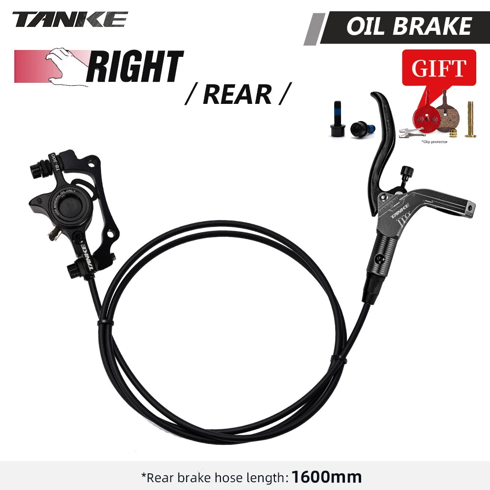 TANKE Mountain Bike Hydraulic Disc Brake Kit with 160mm Rotors, Hydraulic Calipers, Front and Rear Mounts, and 22.2mm Handlebar