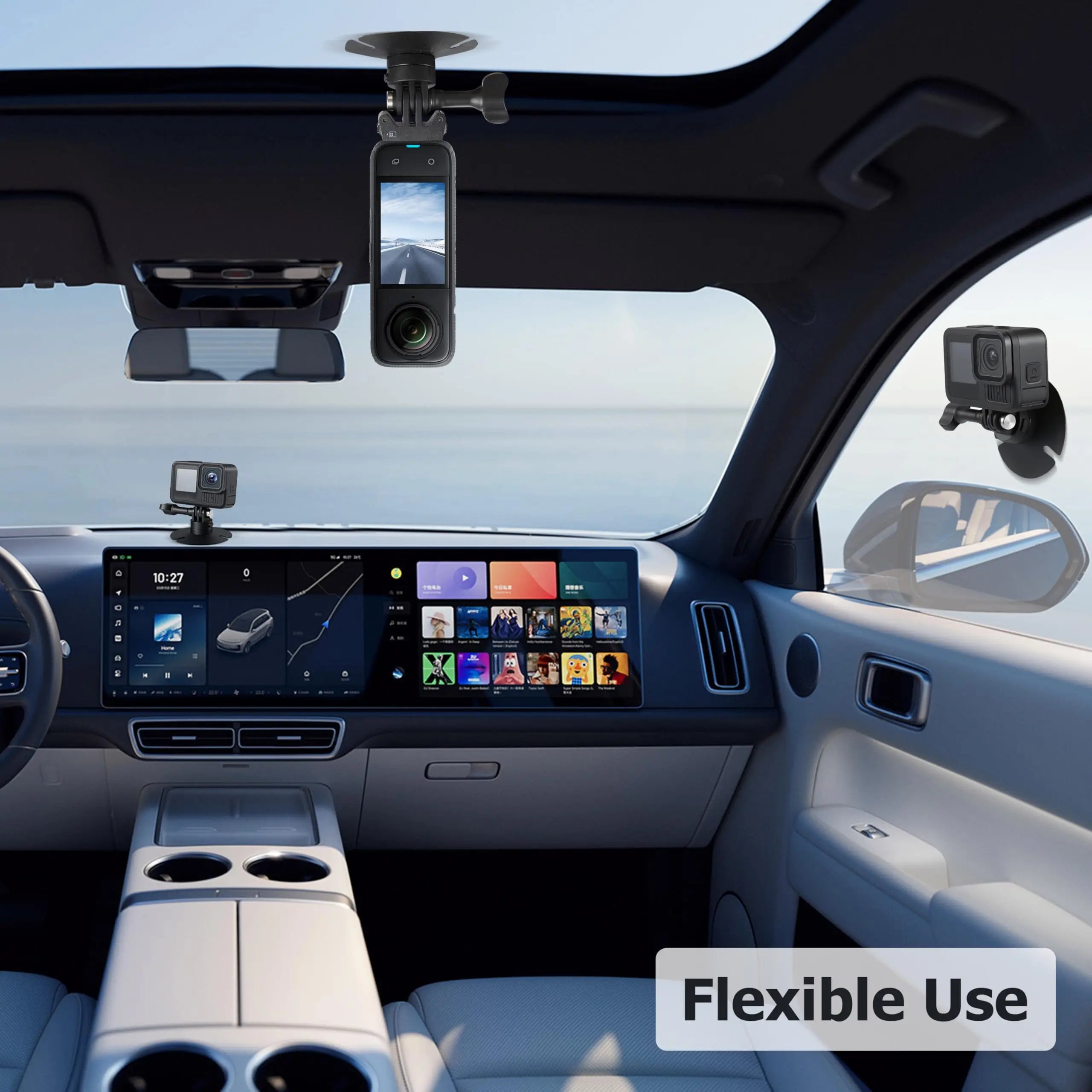Flexible Adhesive Helmet Mount for DJI Osmo Action 6 5 pro 4 Nano for Insta360 X5/X4 GO Ultra Action Camera Snowboard Surfboard