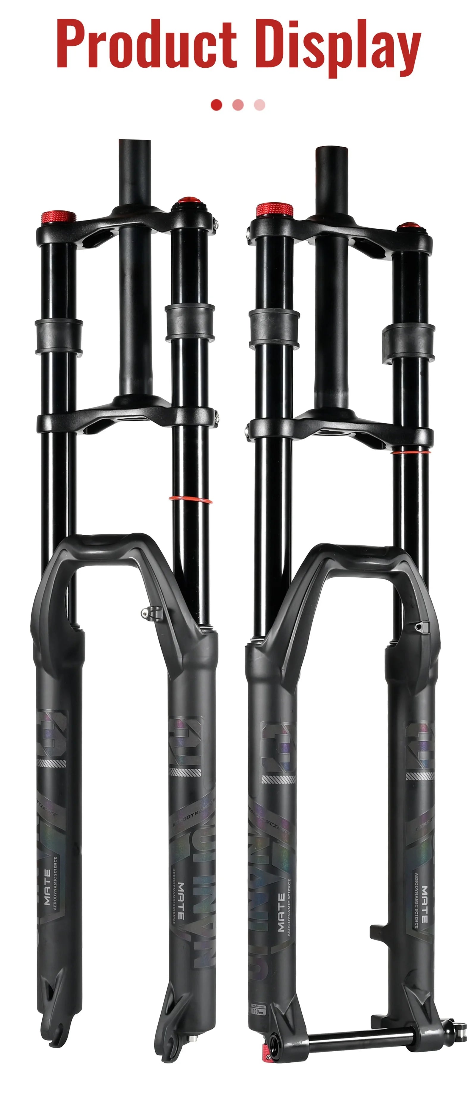 NanLio Double Shoulder Snow Front Fork 27.5inch / 29*2.5 inch MTB Fork 150mm Travel Air Supension Bike Fork E-bike Fork 15/9MM