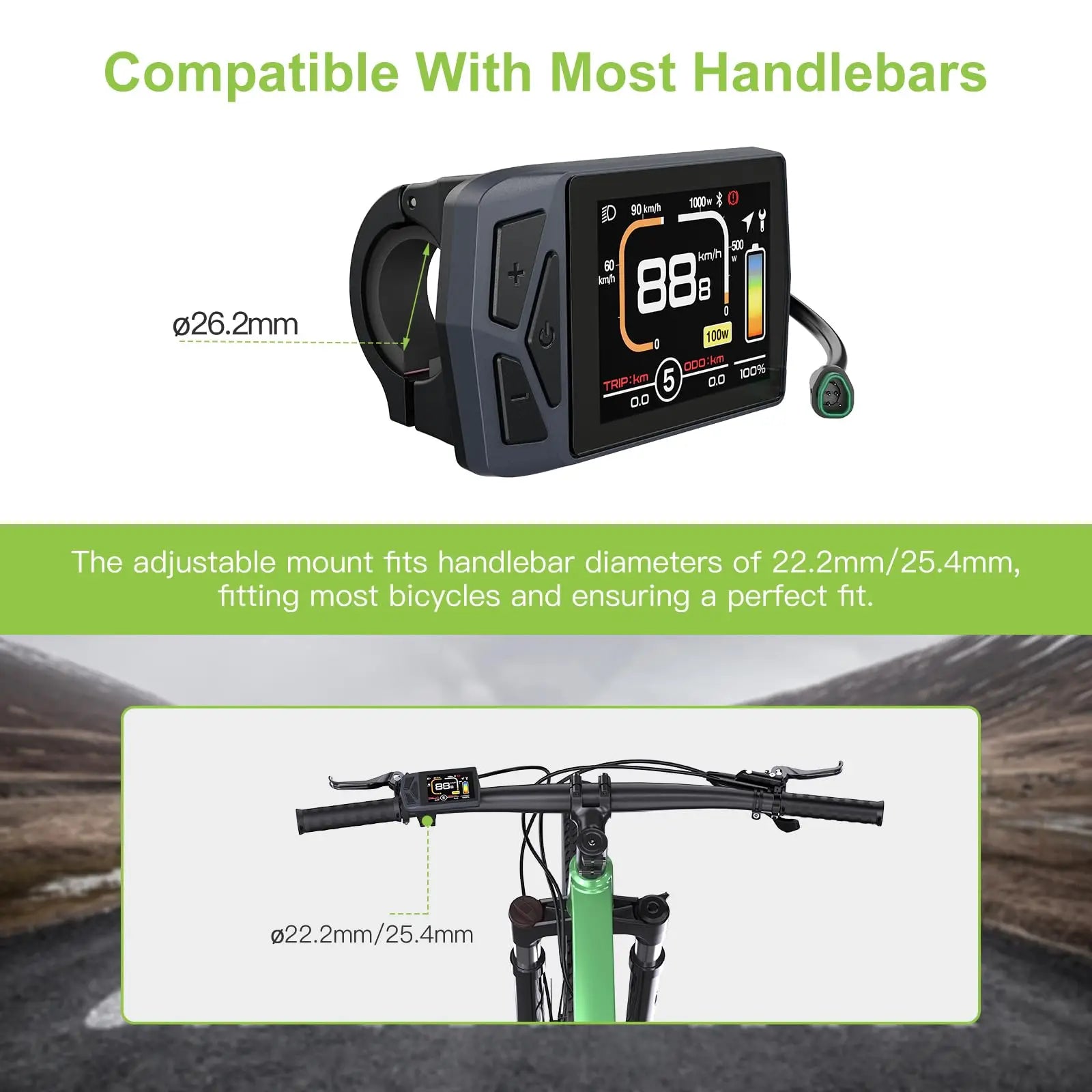 EKD01 Electric Bike Display CAN / UART Bluetooth Navigation Multilingual eBike Computer 9 PAS For BAFANG Motor Protocol 5PIN IP6