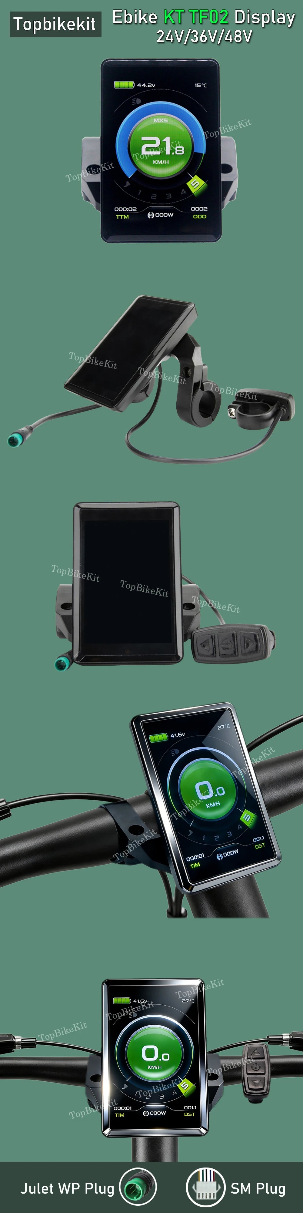 Ebike KT Display LCD8H Meter Display LED890 LED900S LCD3/4/5/8/9/10H/11 LCD Display+Julet 5pins WP Plug /SM Plug