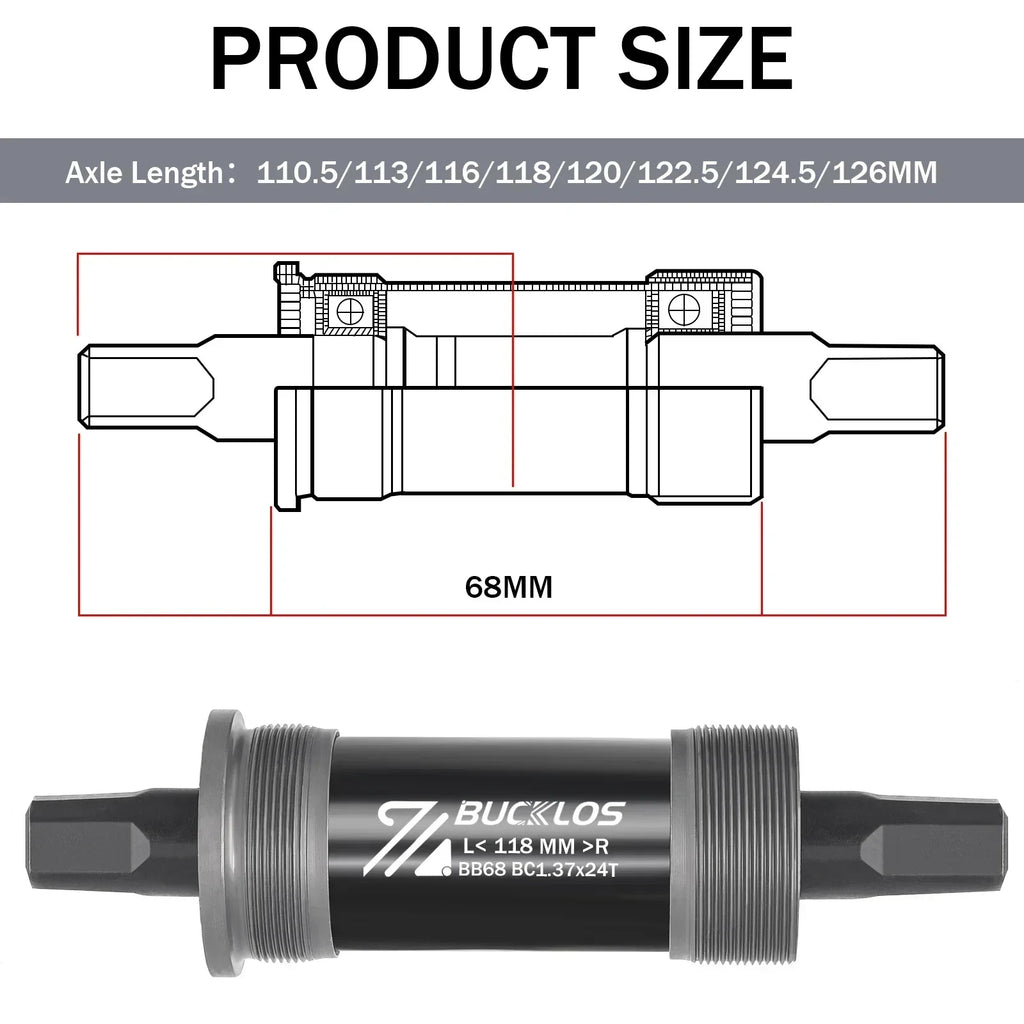 BUCKLOS Bike Bottom Bracket Square Hole Road Mountain Bike E-Bike Crank BB BB68 BB80 BB90 BB100 BB110 BB120 MTB Crankset Parts