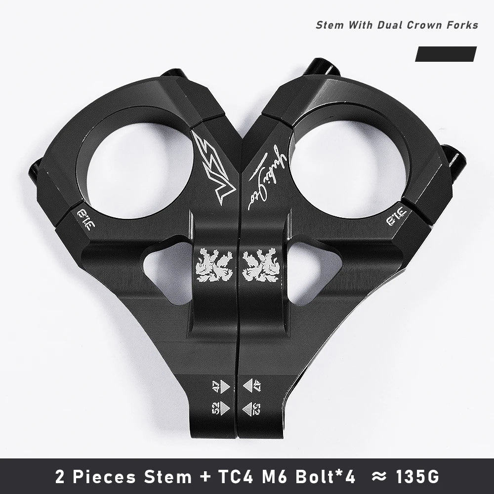 KRSEC MTB Bike Stem + TC4 M6 Bolts CNC Aluminum Alloy Downhill Bicycle Handlebar 31.8mm DH/AM/FR Bike Accessories