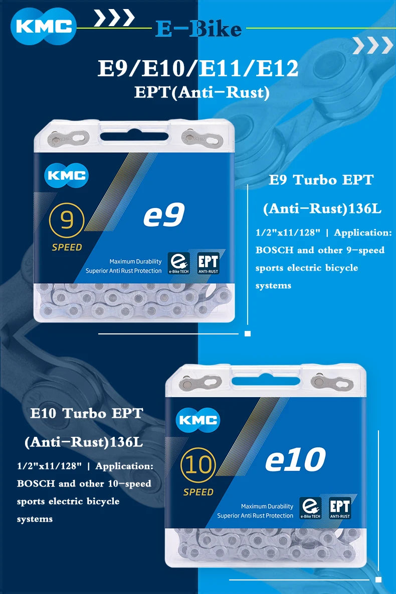 KMC E-BiKE E8 E9 E10 E11 E12 Chain 8 9 10 11 12 Speeds 136 Links Anti-rust Electric Sport Bicycle eBike Chains Original