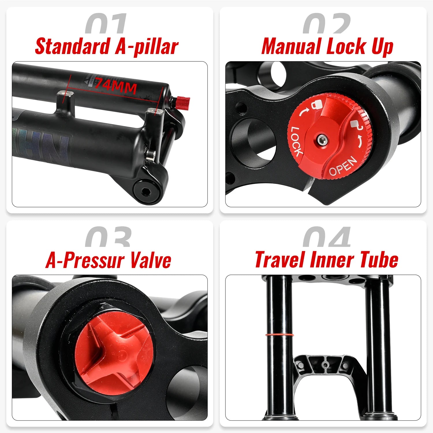 NanLio Double Shoulder Snow Front Fork 27.5inch / 29*2.5 inch MTB Fork 150mm Travel Air Supension Bike Fork E-bike Fork 15/9MM