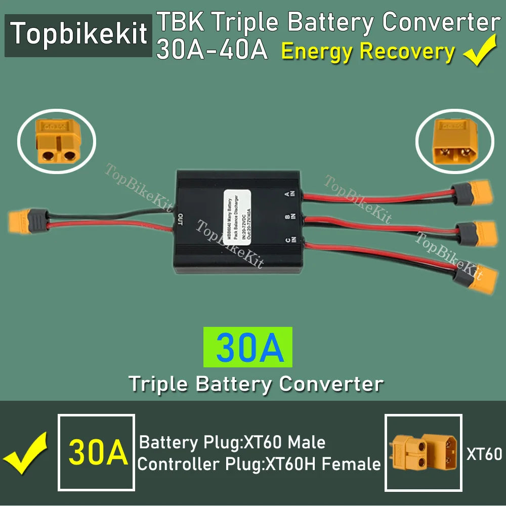Ebike Dual Battery Discharge Converter Connection Adapter Switcher 20-100V 20A/30/40A/80A/120A Double Battery Balanced Discharge