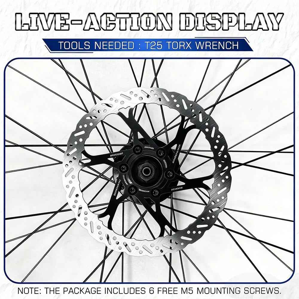BUCKLOS 140/160/180/203mm Bike Brake Disc Stainless Steel Bicycle Brake Rotors Road MTB Bike Rotor 6-Bolt Cycling Disc