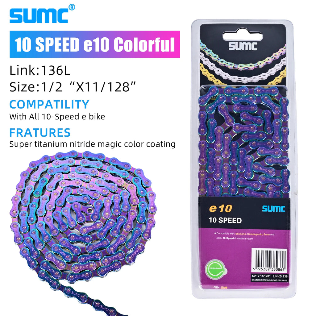 SUMC Bicycle Chain 8/9/10/11/12 Speed 126/136 Links Anti-Rust Coating MTB Road Bike Chain E8 E9 E10 E11 E12