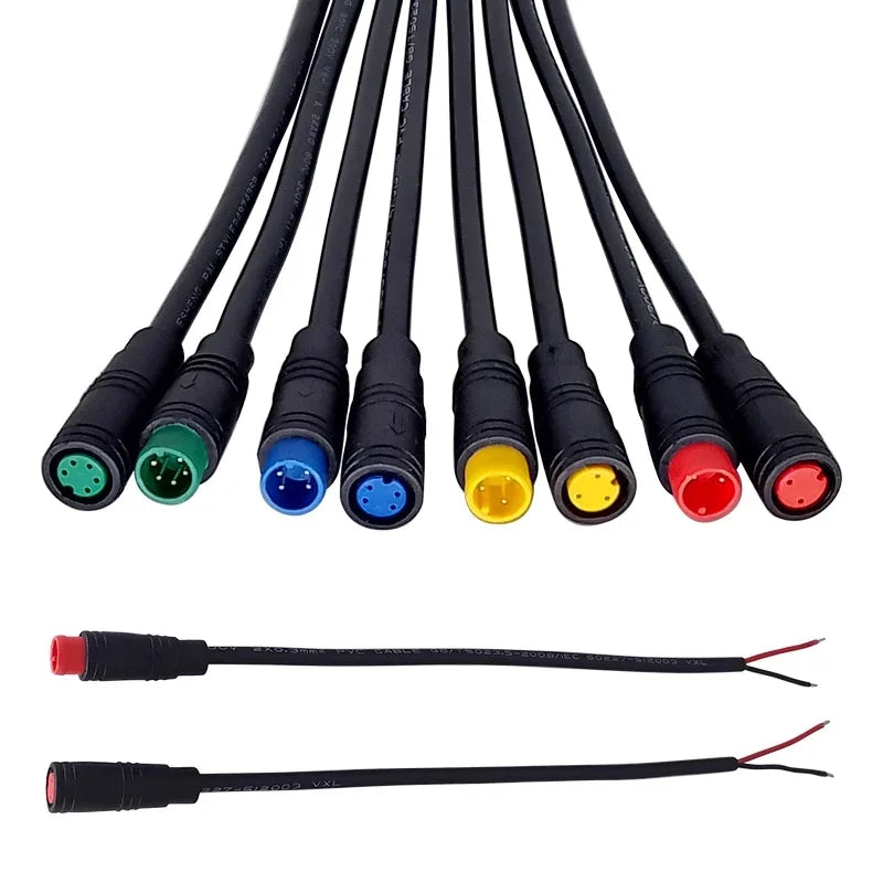 5/20/100Pcs Julet M6 M8 Waterproof Electric Bicycle Butt Joint Plug Male Female Ebike 4 Pin Display Cable Connector Wire 20cm