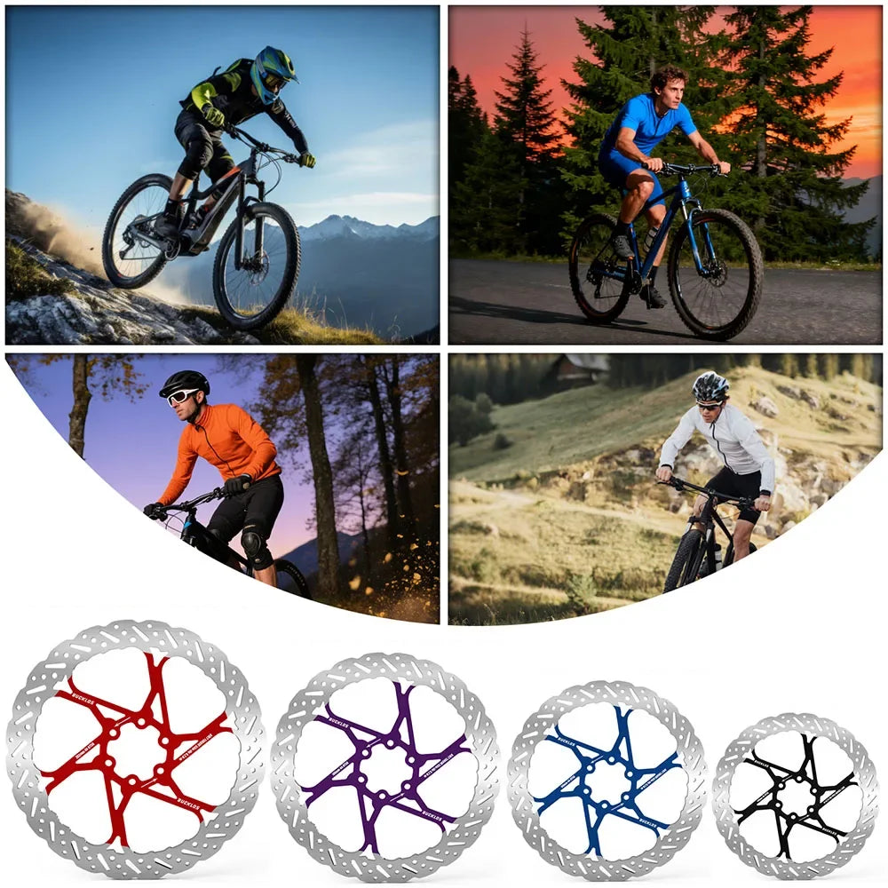 BUCKLOS 140/160/180/203mm Bike Brake Disc Stainless Steel Bicycle Brake Rotors Road MTB Bike Rotor 6-Bolt Cycling Disc