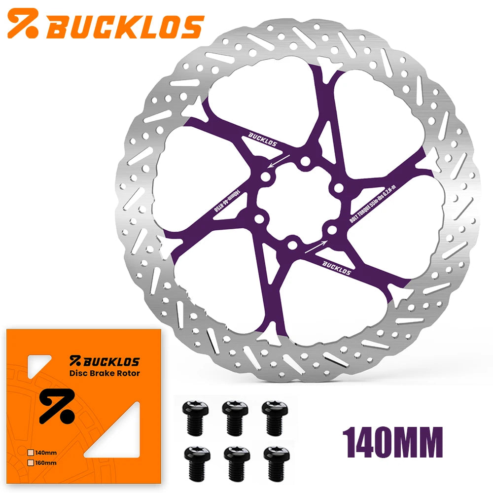 BUCKLOS 140/160/180/203mm Bike Brake Disc Stainless Steel Bicycle Brake Rotors Road MTB Bike Rotor 6-Bolt Cycling Disc