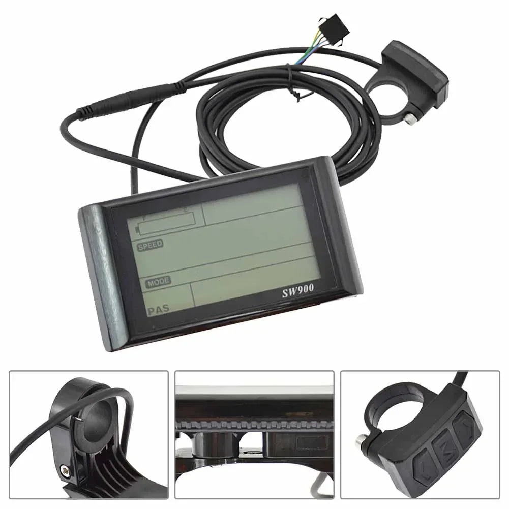 SW900 LCD Display Meter Control Panel 24 36 48V 72V E-Bike Electric Scooter 5 Pins SM Plug Riding Speed Time Power Display