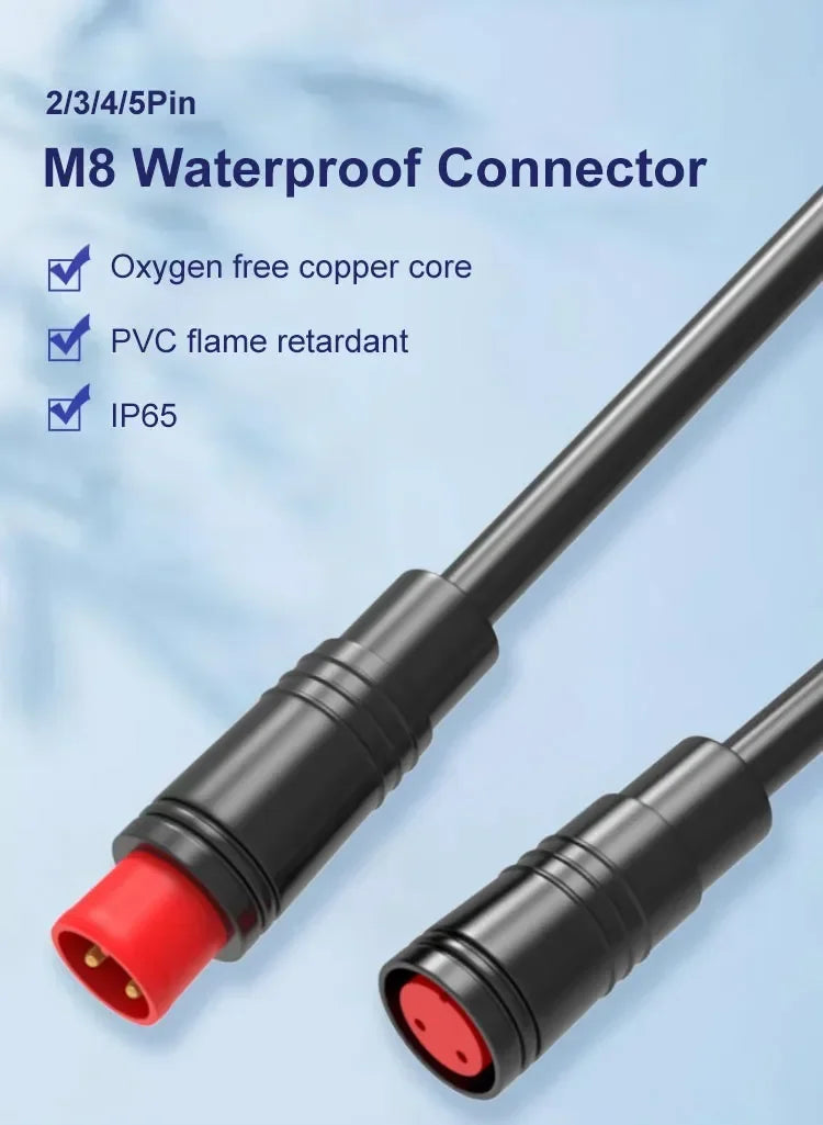 5/20/100Pcs Julet M6 M8 Waterproof Electric Bicycle Butt Joint Plug Male Female Ebike 4 Pin Display Cable Connector Wire 20cm