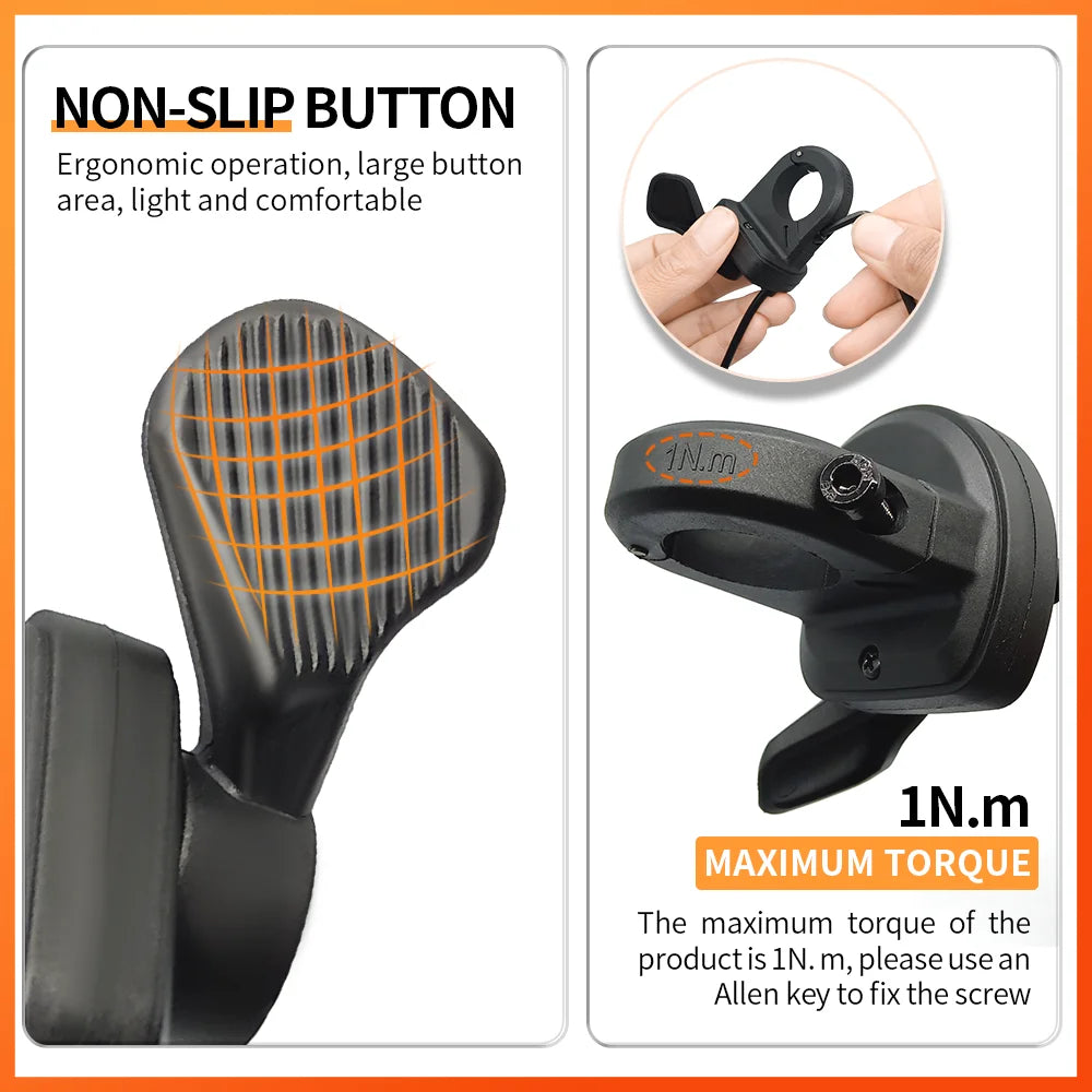 Electric Bike Thumb Throttle 3Pin Male Waterproof Plug Right Hand Throttle for 12V 24V 36V 48V 72V Electric Bicycle Accelerator