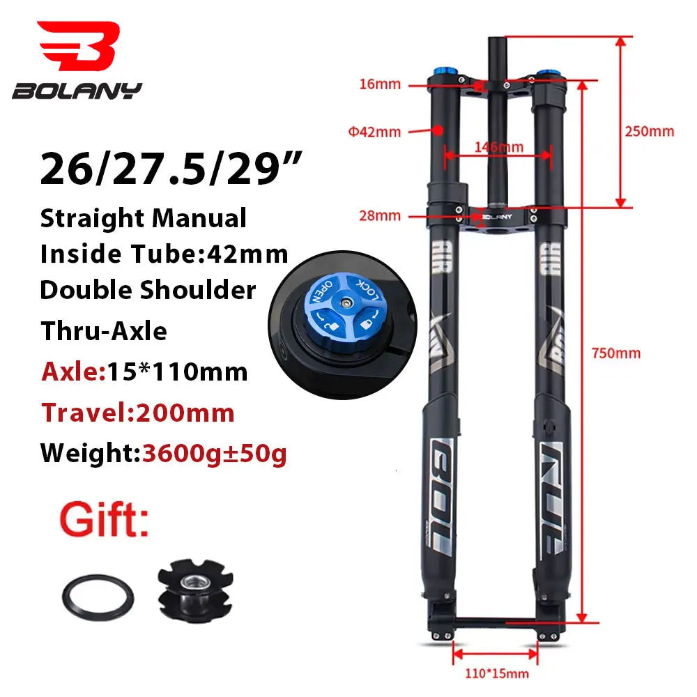BOLANY Downhill MTB Electric Bike Beach Motorcycle Inverted Fork Shock Absorber 160mm  26 27.5 29 XC AM DH Bicycle Accessories