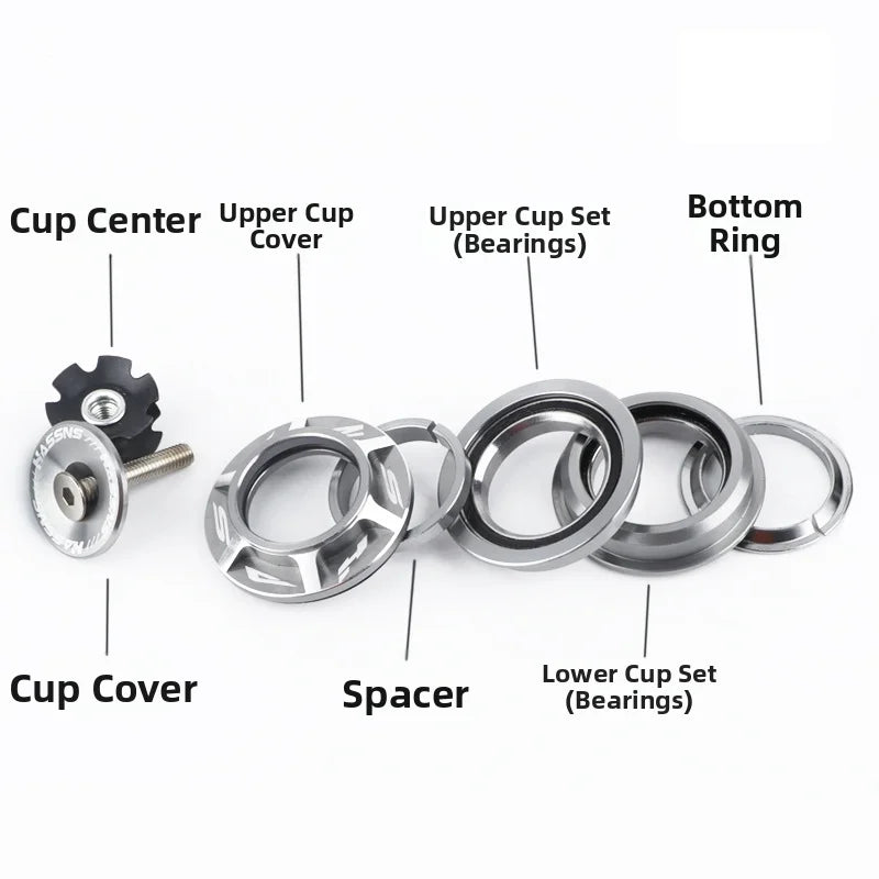 1 1/8 Inch 44mm Integrated MTB Headset Tapered Straight Tube Fork Bicycle Steering Bearing With Top Cap For Mountain Bike