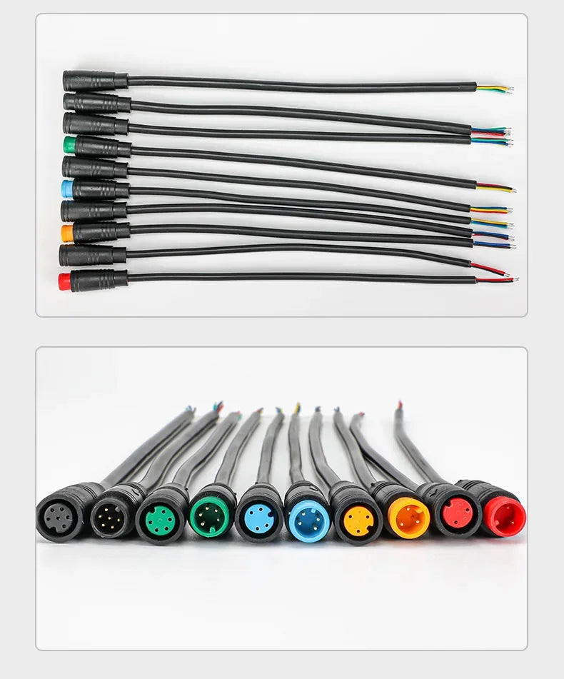 5/20/100Pcs Julet M6 M8 Waterproof Electric Bicycle Butt Joint Plug Male Female Ebike 4 Pin Display Cable Connector Wire 20cm