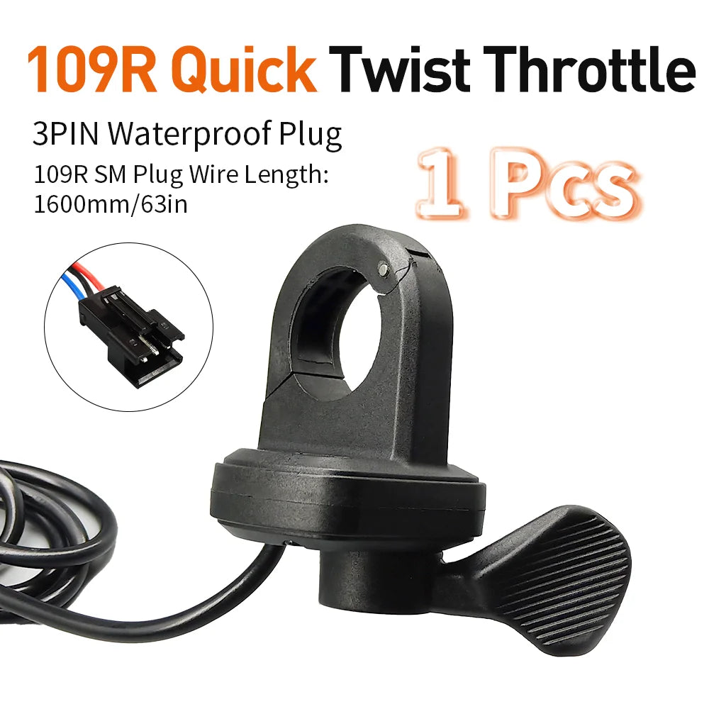 Electric Bike Thumb Throttle 3Pin Male Waterproof Plug Right Hand Throttle for 12V 24V 36V 48V 72V Electric Bicycle Accelerator