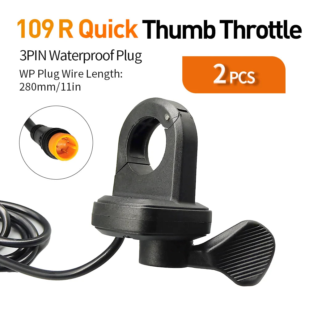 Electric Bike Thumb Throttle 3Pin Male Waterproof Plug Right Hand Throttle for 12V 24V 36V 48V 72V Electric Bicycle Accelerator