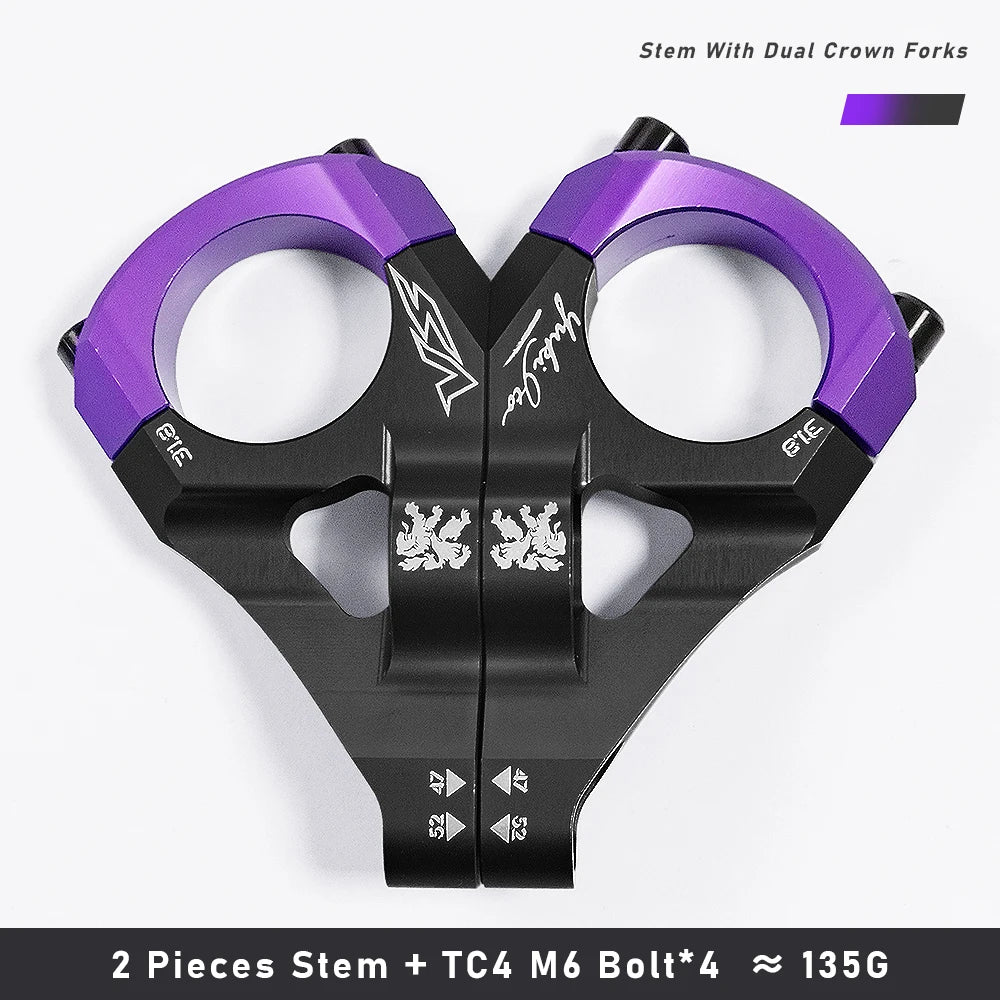 KRSEC MTB Bike Stem + TC4 M6 Bolts CNC Aluminum Alloy Downhill Bicycle Handlebar 31.8mm DH/AM/FR Bike Accessories