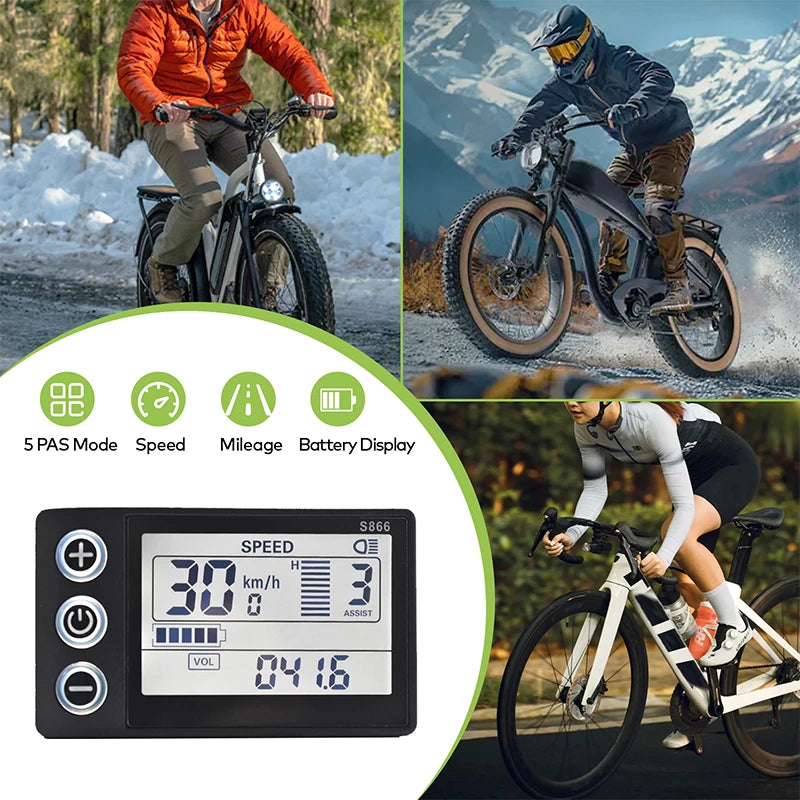 S866 Electric Bicycle Display Digital Cable Ebike Smart Bike Computer Bicycle Speedometer Waterproof Road Mtb Cycling Odometer