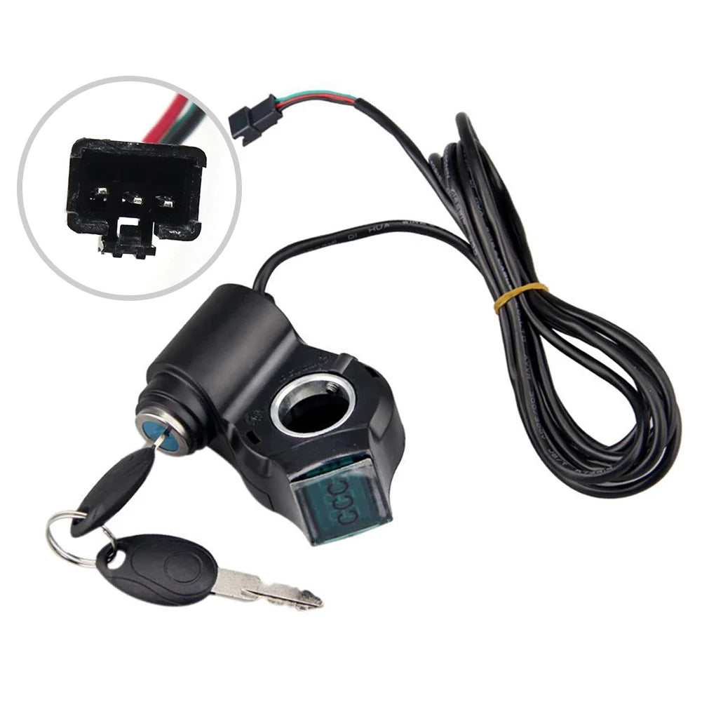 E-bike Power Switch Lock Display Thumb Throttle With Key 12V-84V Electric Scooter Handlebars Ignition Switch Key Power Lock