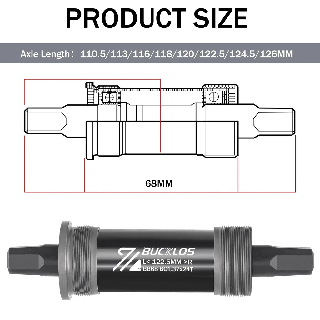 BUCKLOS Bike Bottom Bracket Square Hole Road Mountain Bike E-Bike Crank BB BB68 BB80 BB90 BB100 BB110 BB120 MTB Crankset Parts