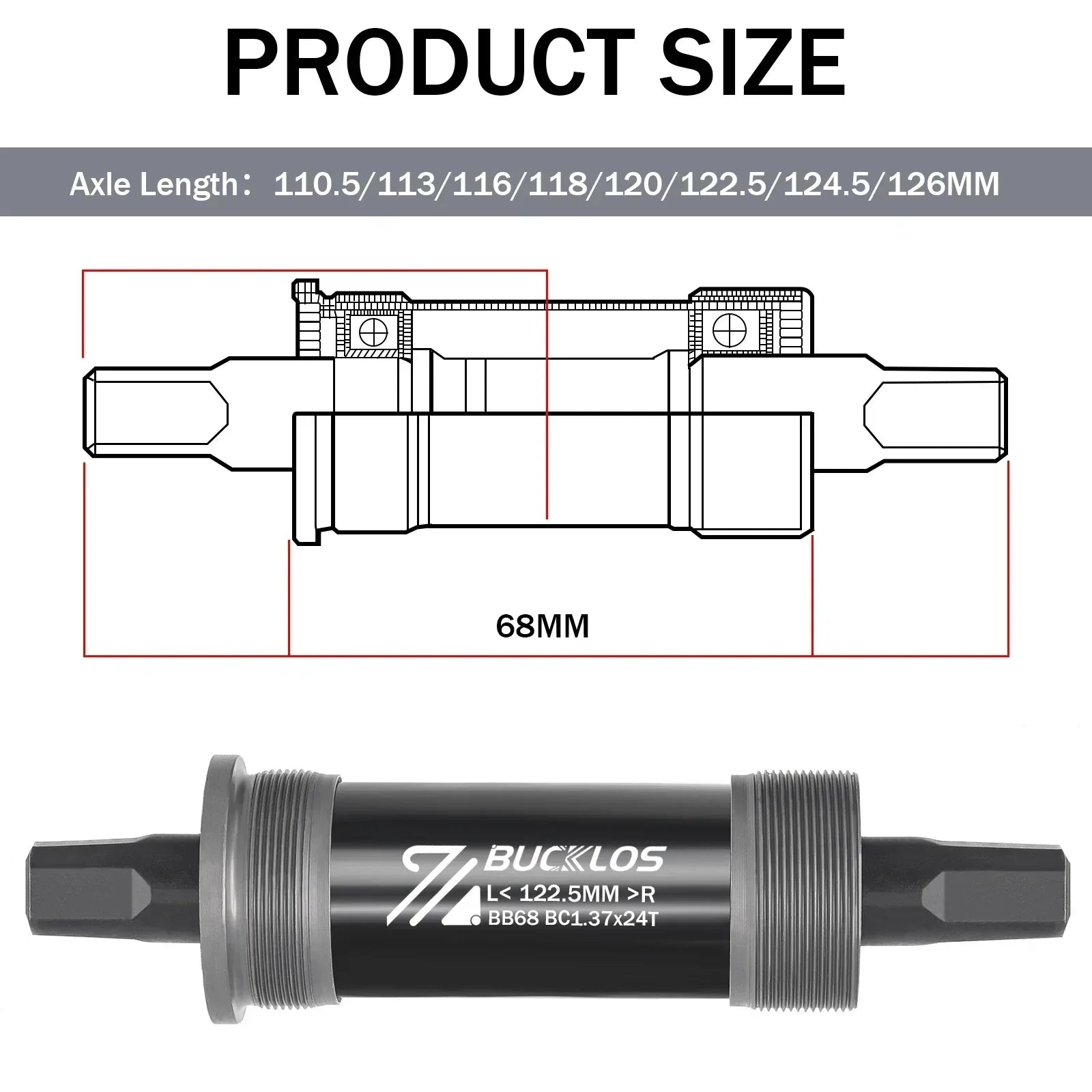 BUCKLOS Bike Bottom Bracket Square Hole Road Mountain Bike E-Bike Crank BB BB68 BB80 BB90 BB100 BB110 BB120 MTB Crankset Parts