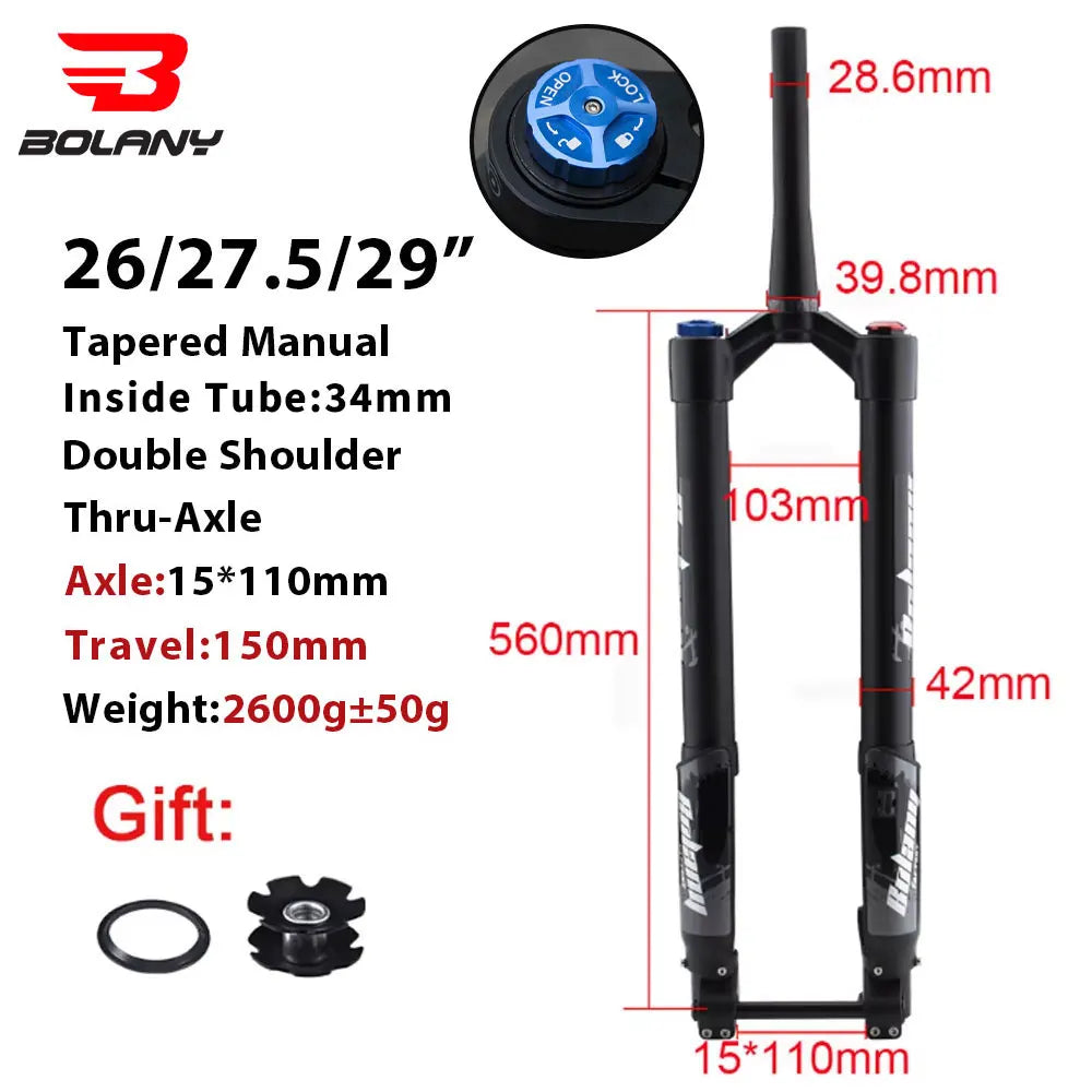 BOLANY Downhill MTB Electric Bike Beach Motorcycle Inverted Fork Shock Absorber 160mm  26 27.5 29 XC AM DH Bicycle Accessories