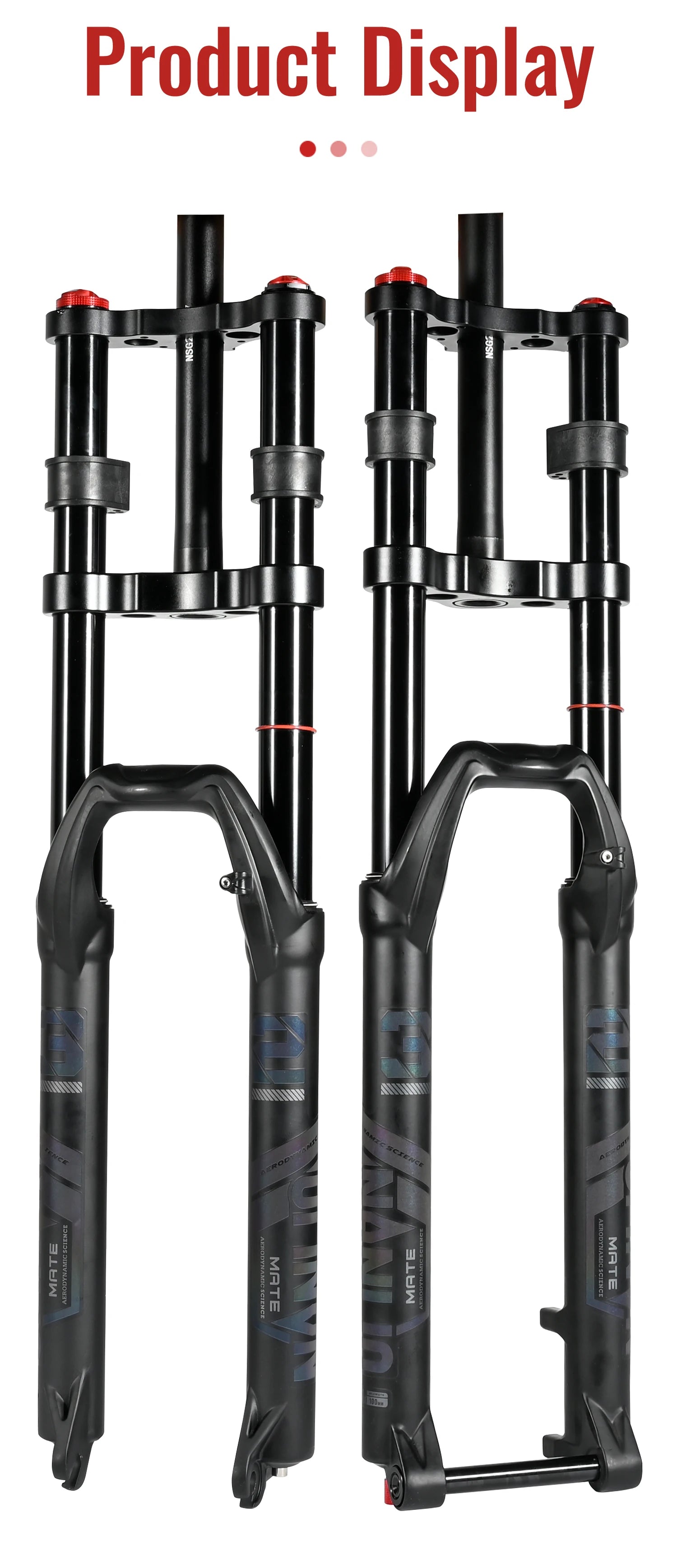 NanLio Double Shoulder Snow Front Fork 27.5inch / 29*2.5 inch MTB Fork 150mm Travel Air Supension Bike Fork E-bike Fork 15/9MM