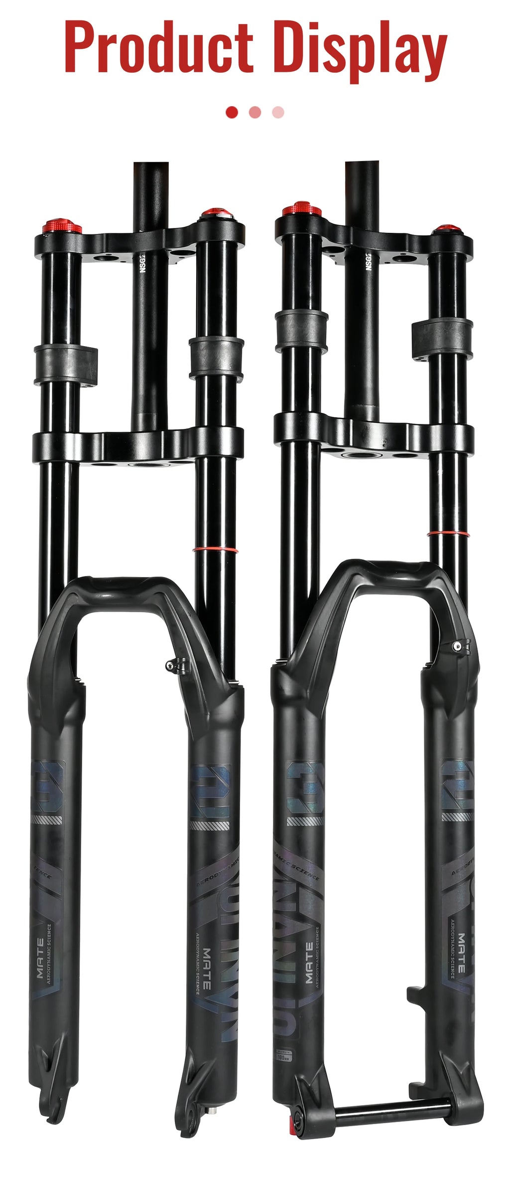 NanLio Double Shoulder Snow Front Fork 27.5inch / 29*2.5 inch MTB Fork 150mm Travel Air Supension Bike Fork E-bike Fork 15/9MM