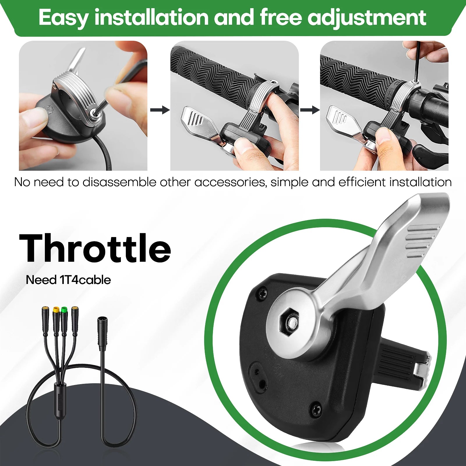 WUXING  E-Bike 108X-2 Right/Left/SM Thumb Throttle three options, Universal 36V/48V/60V/72V Electric Bicycle Accelerator