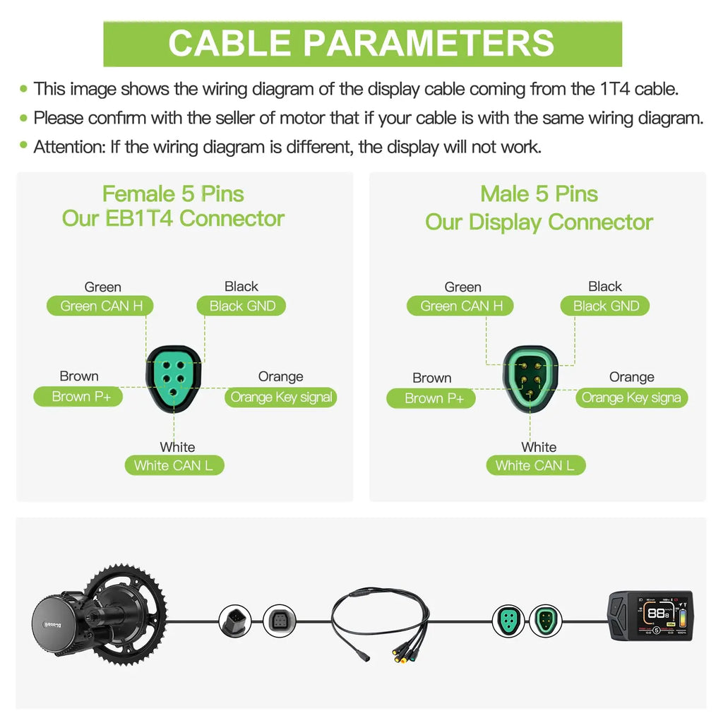 EKD01 Electric Bike Display CAN / UART Bluetooth Navigation Multilingual eBike Computer 9 PAS For BAFANG Motor Protocol 5PIN IP6