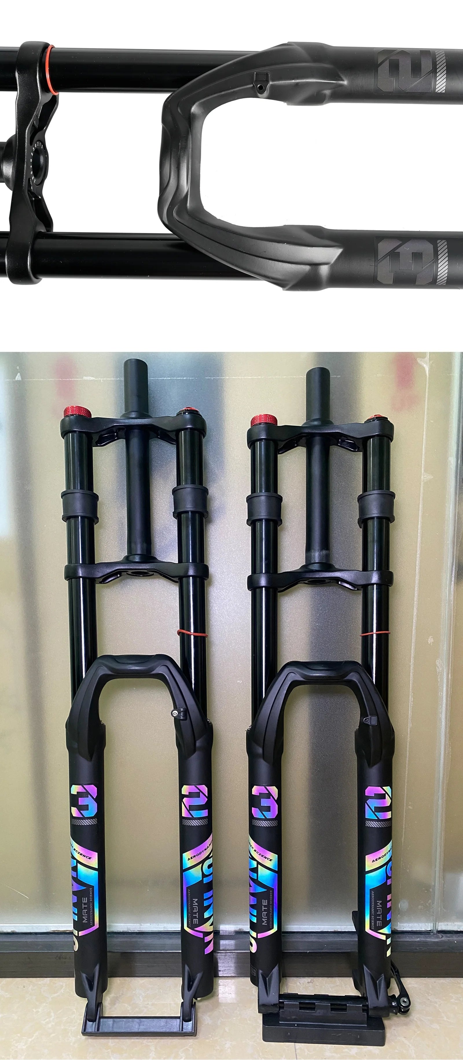 NanLio Double Shoulder Snow Front Fork 27.5inch / 29*2.5 inch MTB Fork 150mm Travel Air Supension Bike Fork E-bike Fork 15/9MM