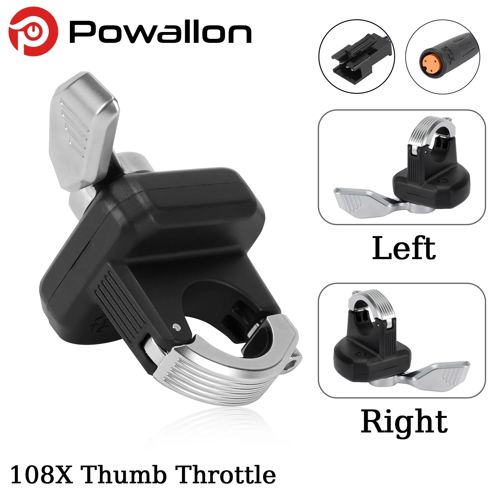 WUXING  E-Bike 108X-2 Right/Left/SM Thumb Throttle three options, Universal 36V/48V/60V/72V Electric Bicycle Accelerator