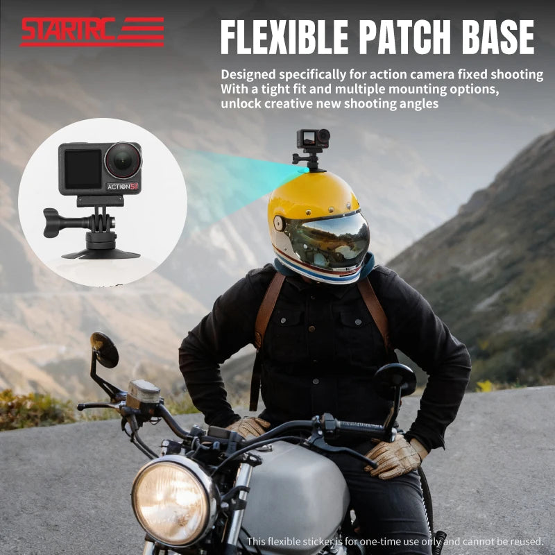 Flexible Adhesive Helmet Mount for DJI Osmo Action 6 5 pro 4 Nano for Insta360 X5/X4 GO Ultra Action Camera Snowboard Surfboard